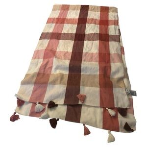 Gap large checkered scarf tassels white pink tan burgundy